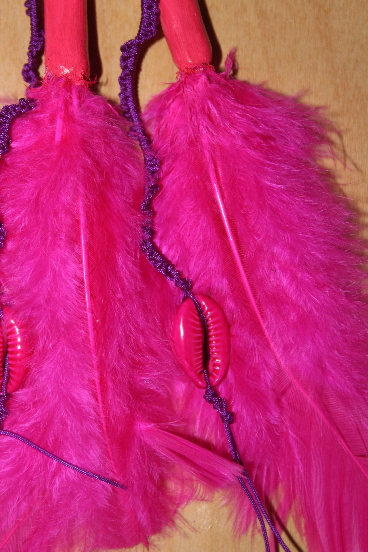 Magenta Cowrie Feathers