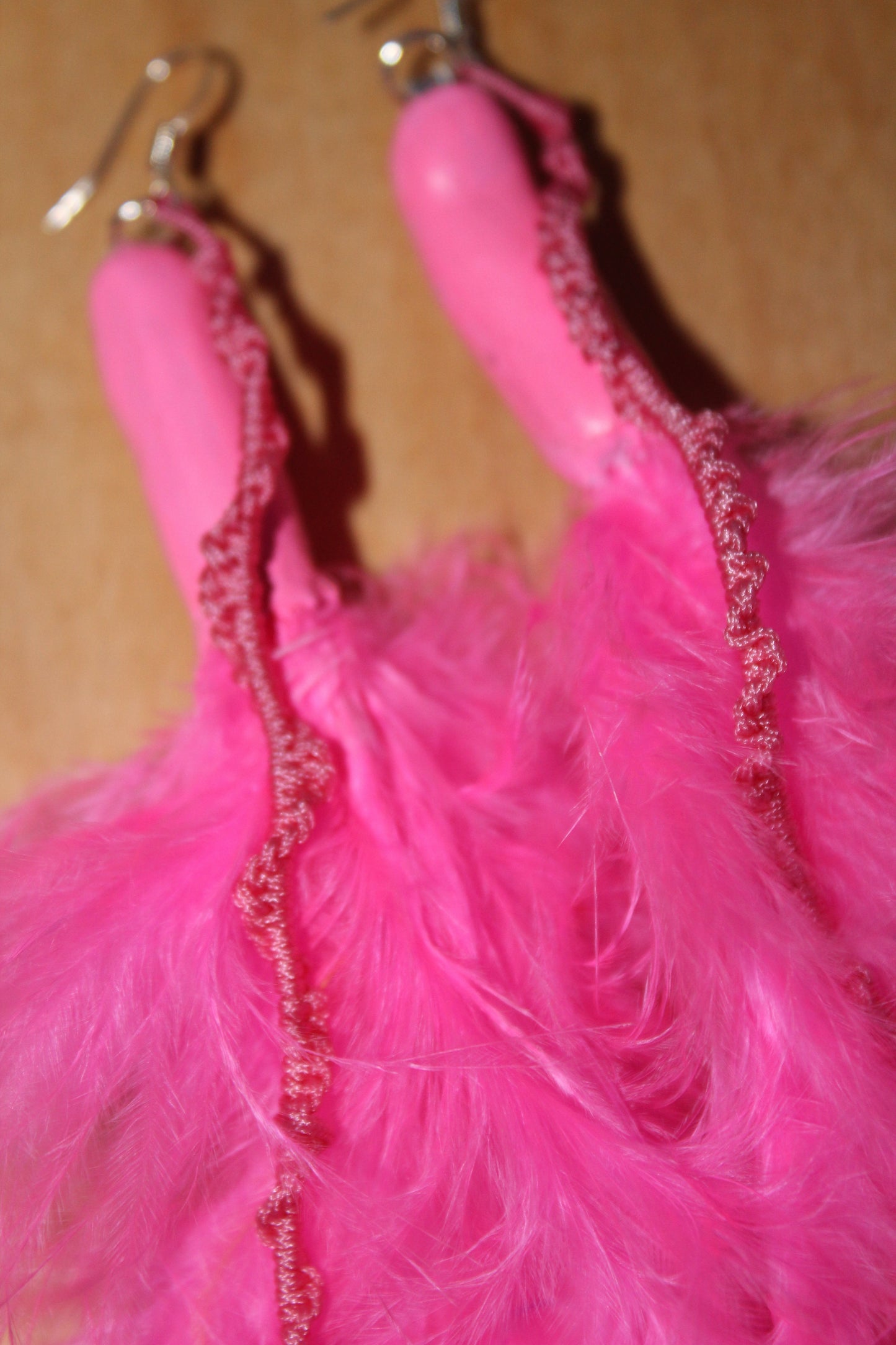 Neon Pink Cowrie Feathers