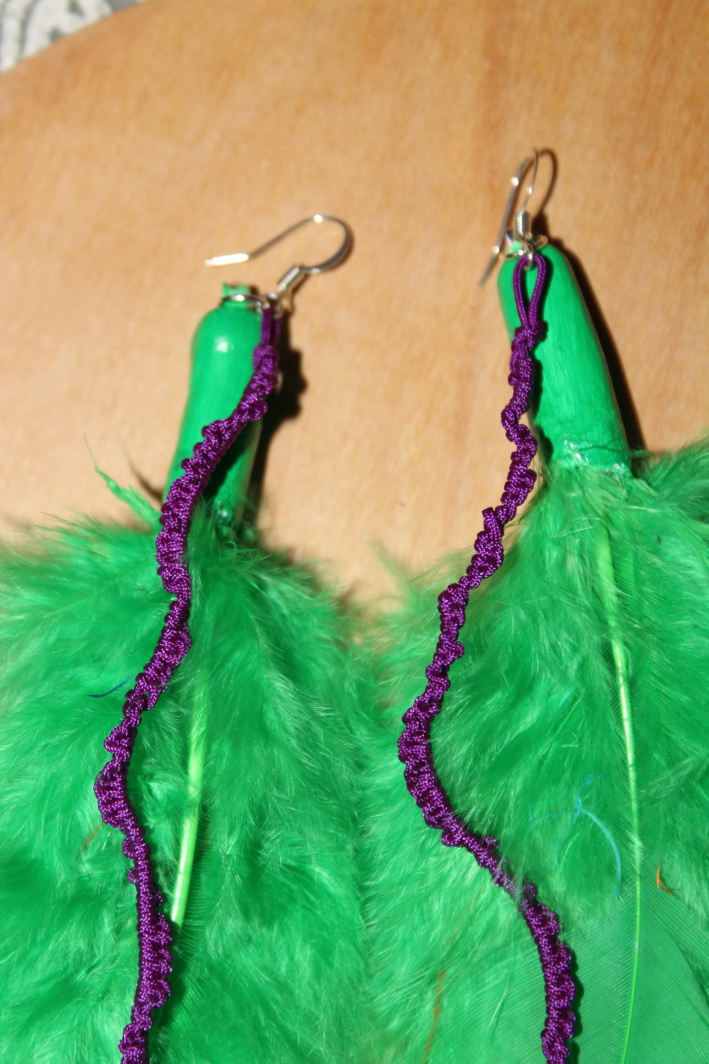 Neon Green Cowrie Feathers