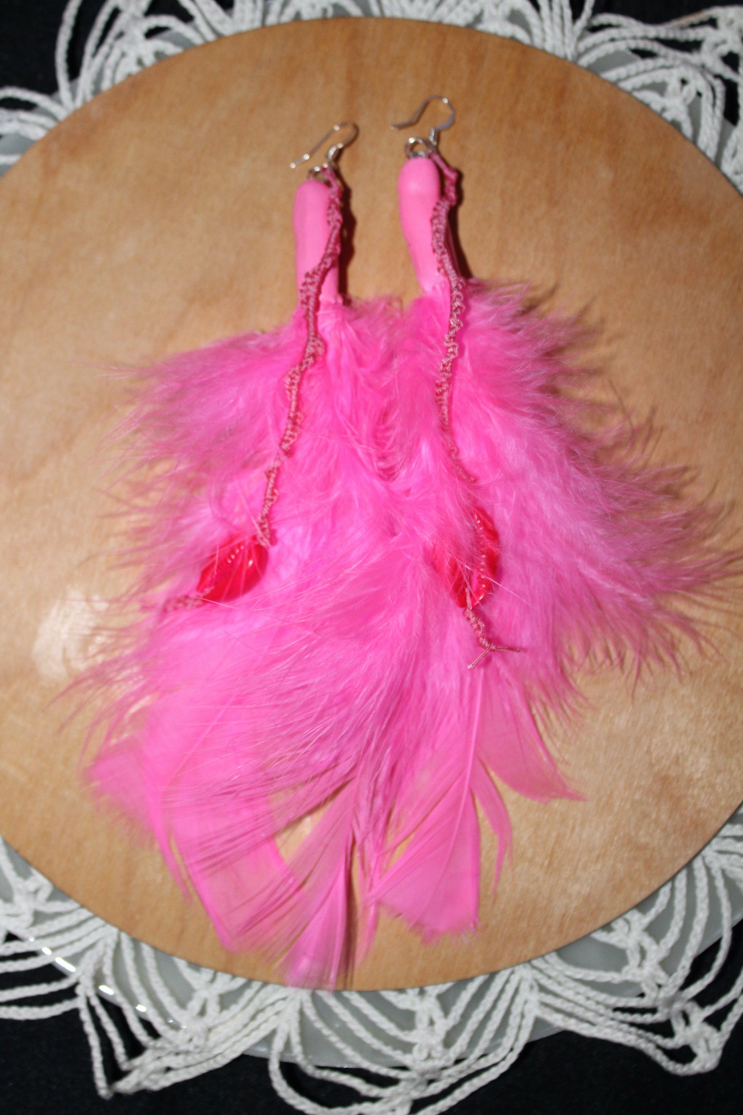 Neon Pink Cowrie Feathers