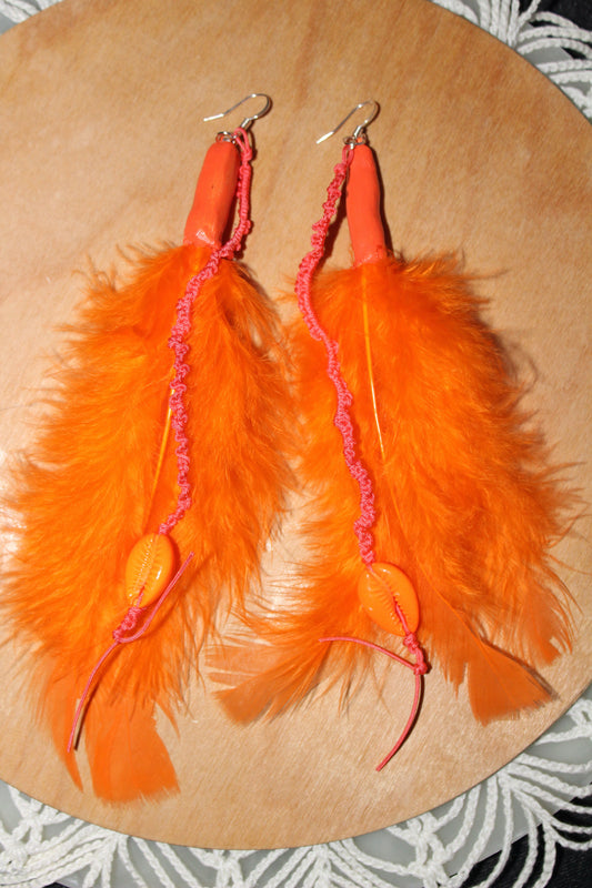 Orange Cowrie Feathers