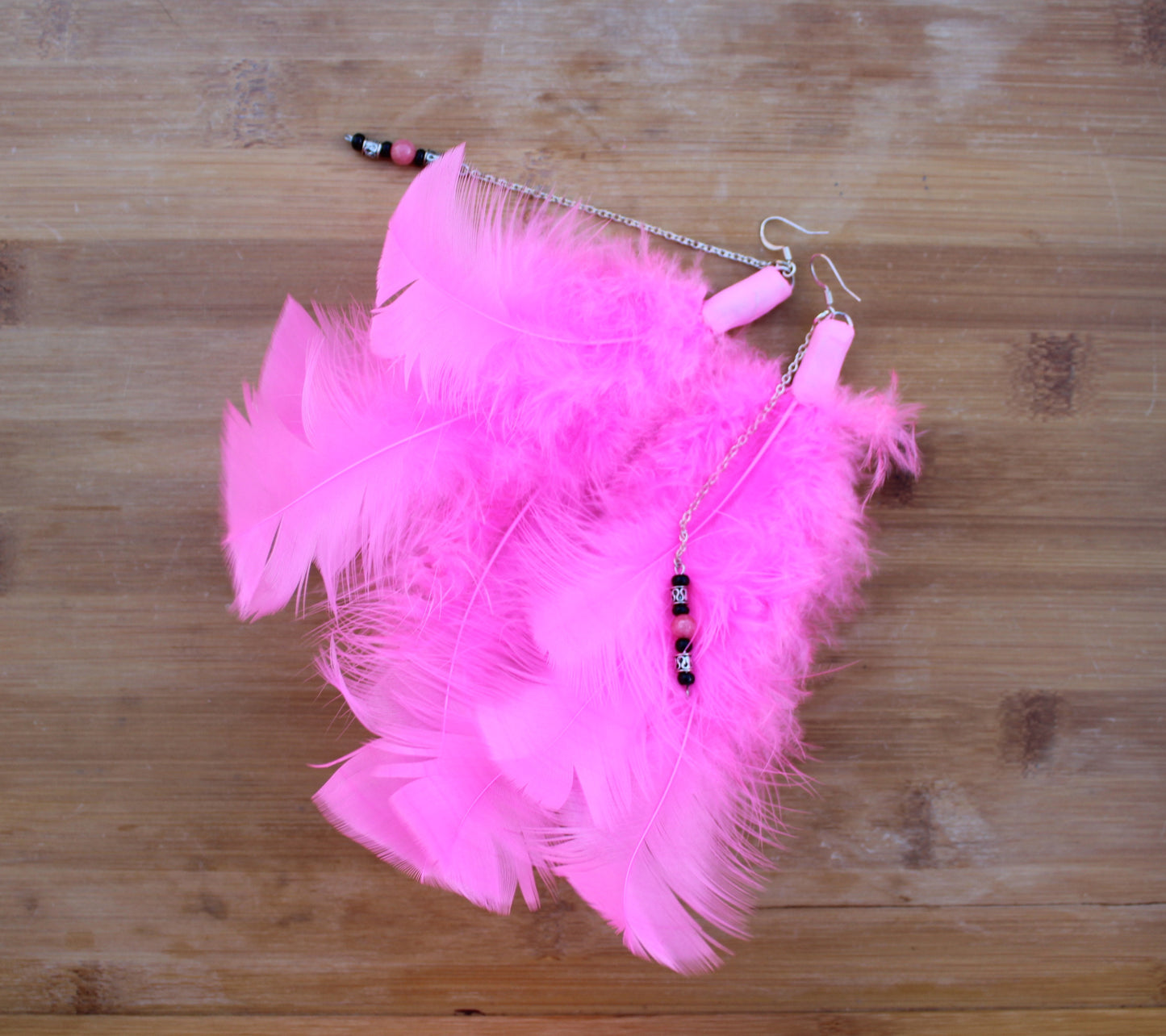 Pink Feather Earrings