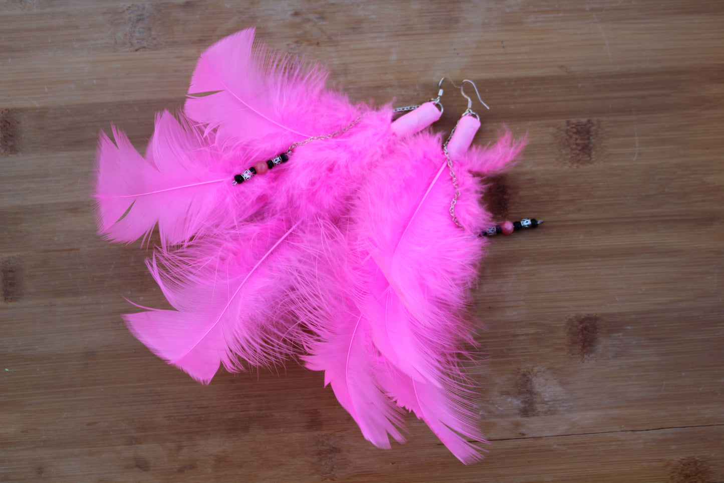 Pink Feather Earrings