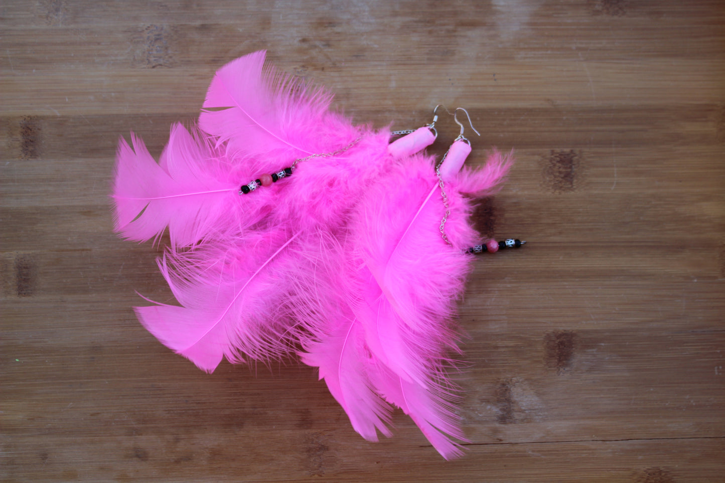 Pink Feather Earrings