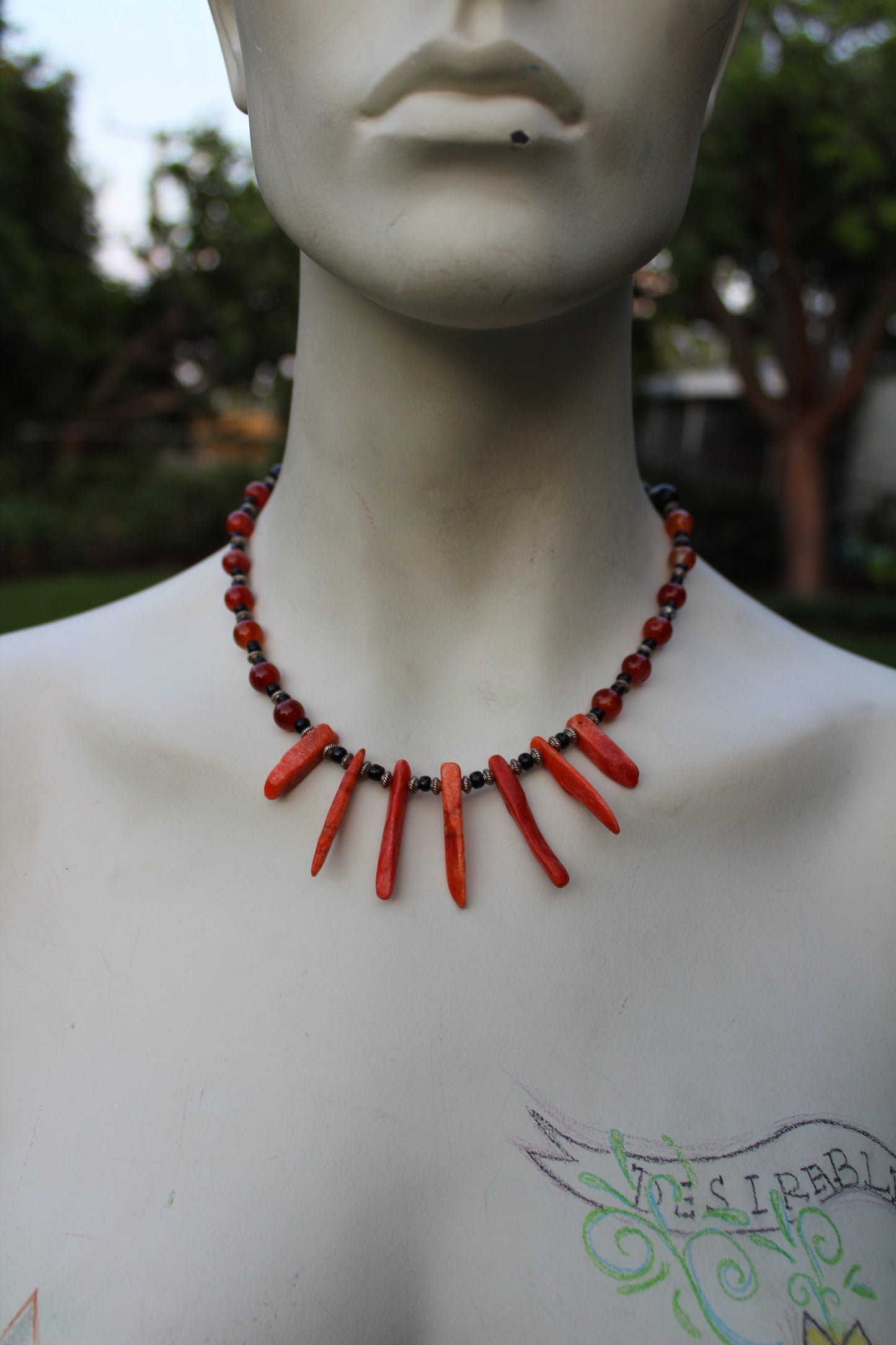 Carnelian and Coral Necklace