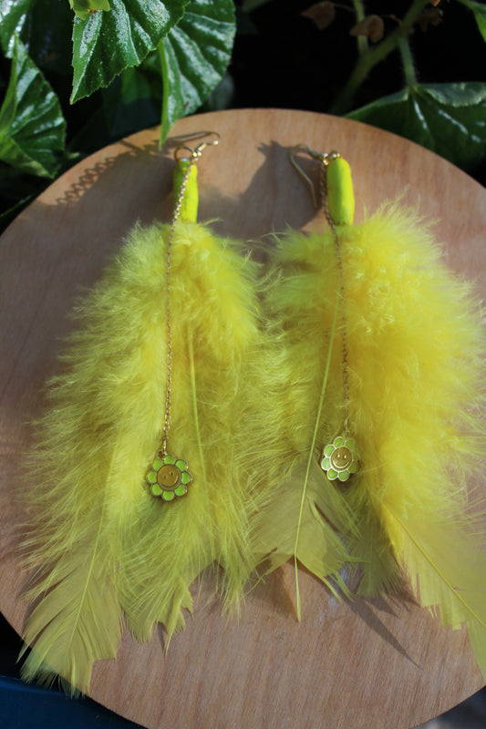 Yellow Smiley Feathers