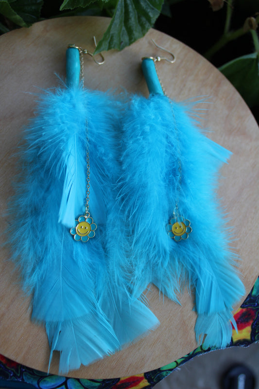 Blue Smiley Feathers