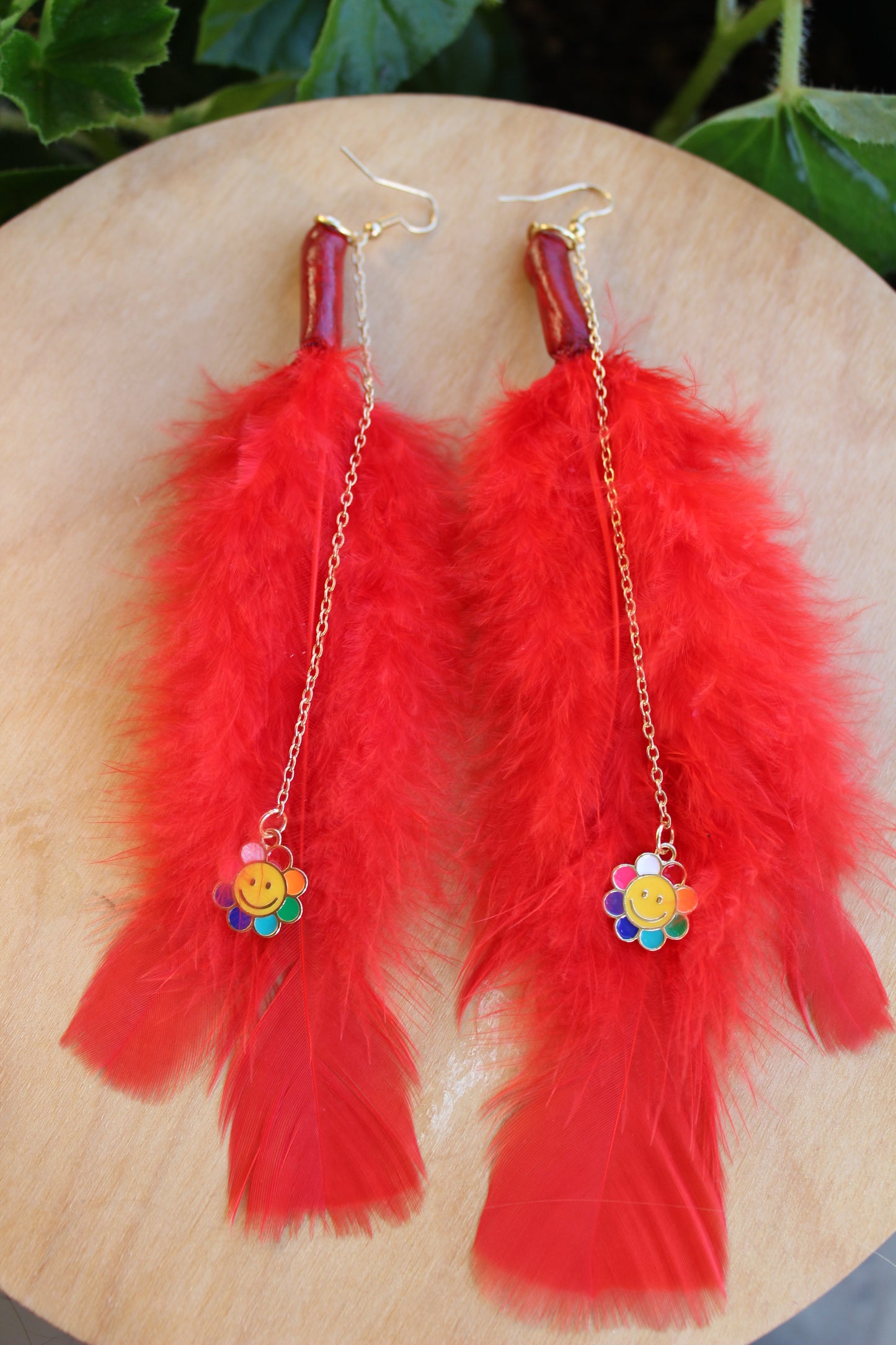 Red Smiley Feathers