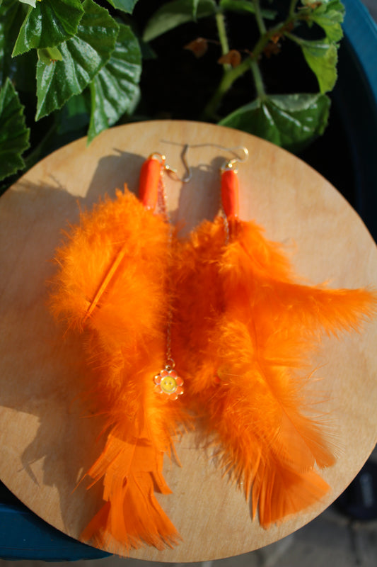 Orange Smiley Feathers