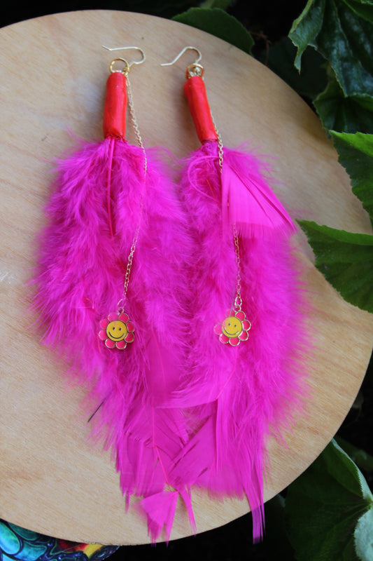 Pink Smiley Feathers